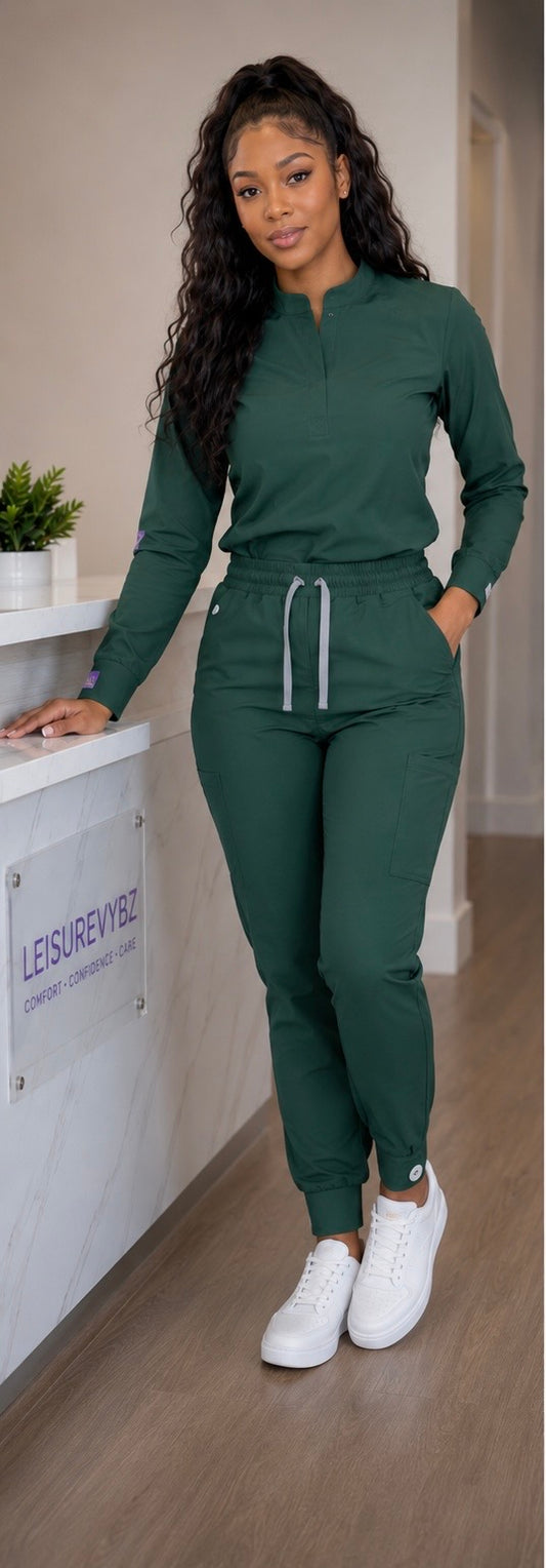 LeisureVybz™ Signature Long Sleeve Scrub Set