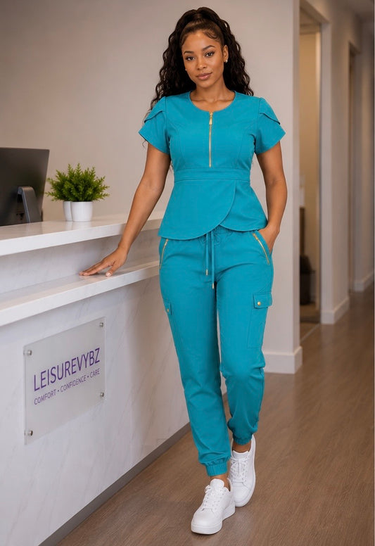 LeisureVybz™ Luxe Wrap Scrub Set