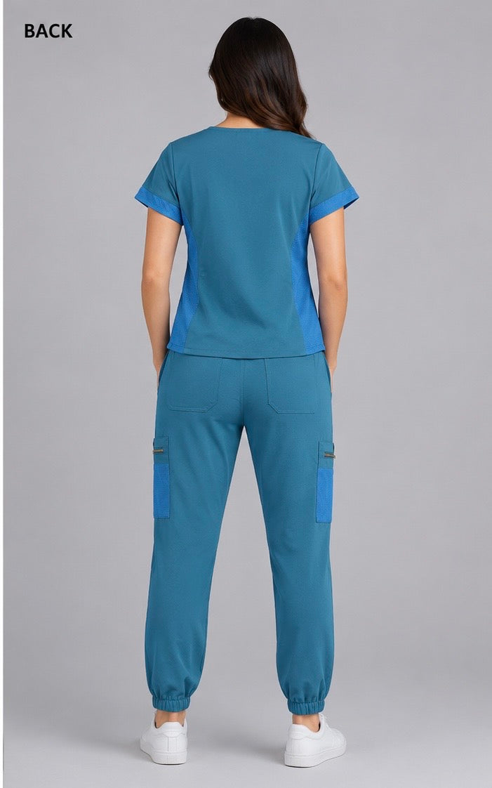 Women's Breathable Mesh Scrub Set – Moisture-Wicking Jogger | LeisureVybz™ Coastal
