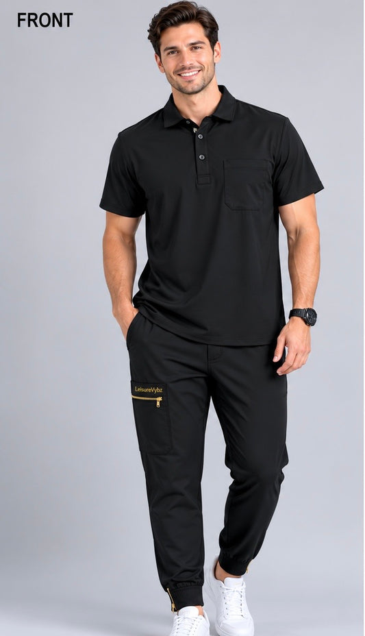 LeisureVybz™ Men’s Executive Polo Scrub Set