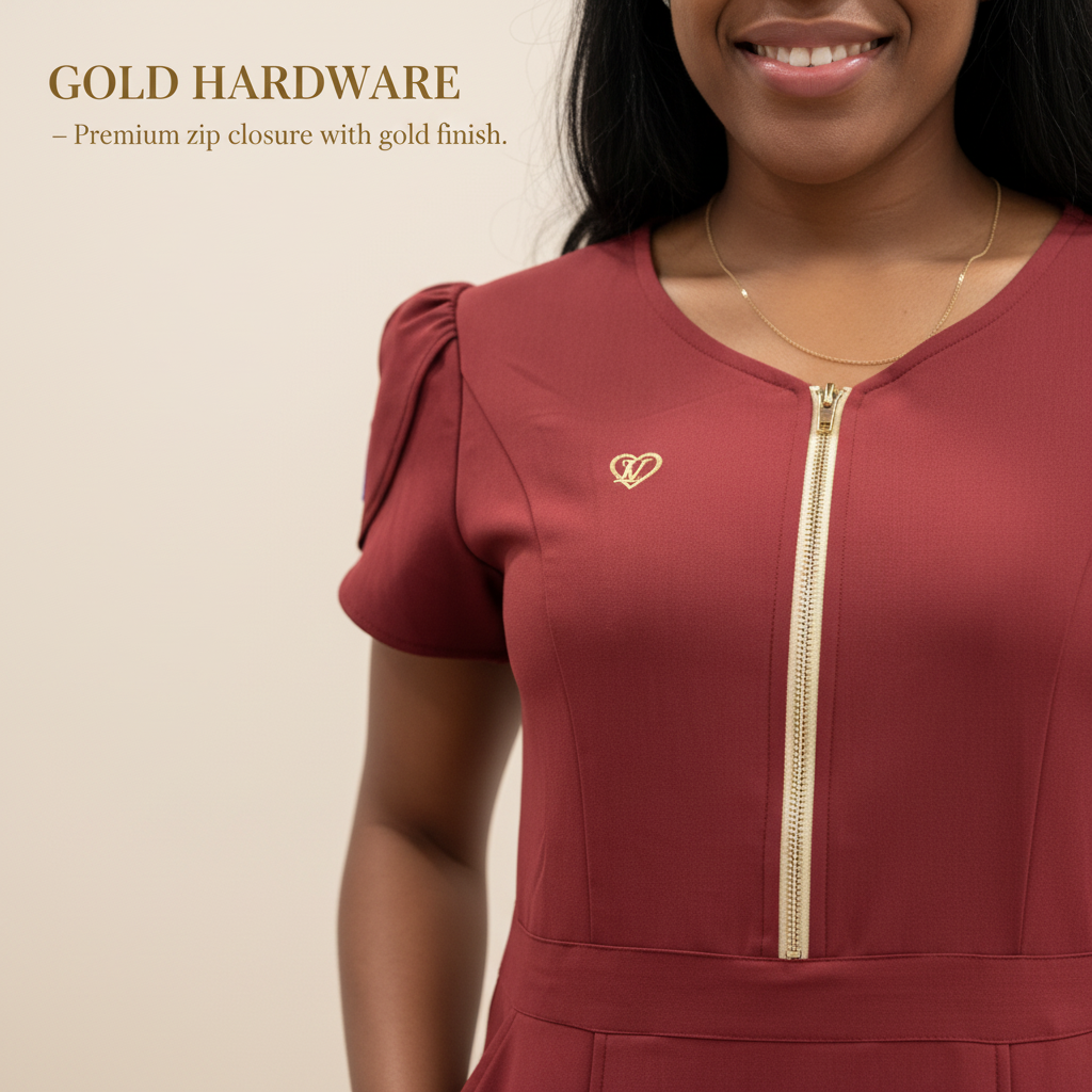 Gold zipper close-up detail