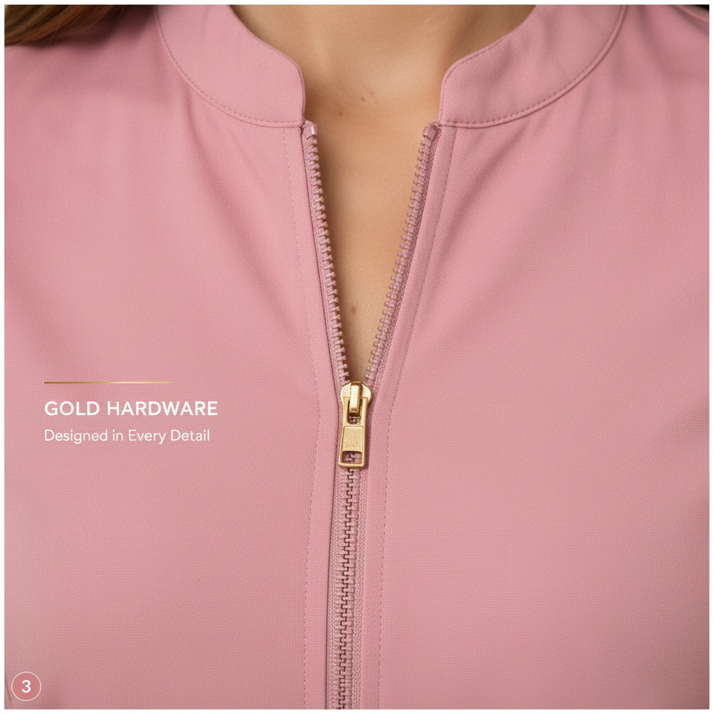 Gold zipper close-up