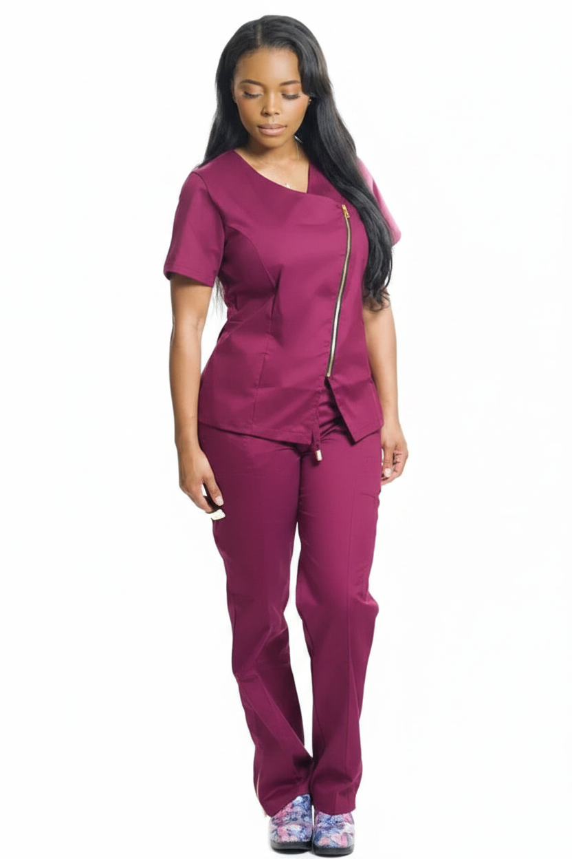 LuxeZip V-Neck Scrub Set