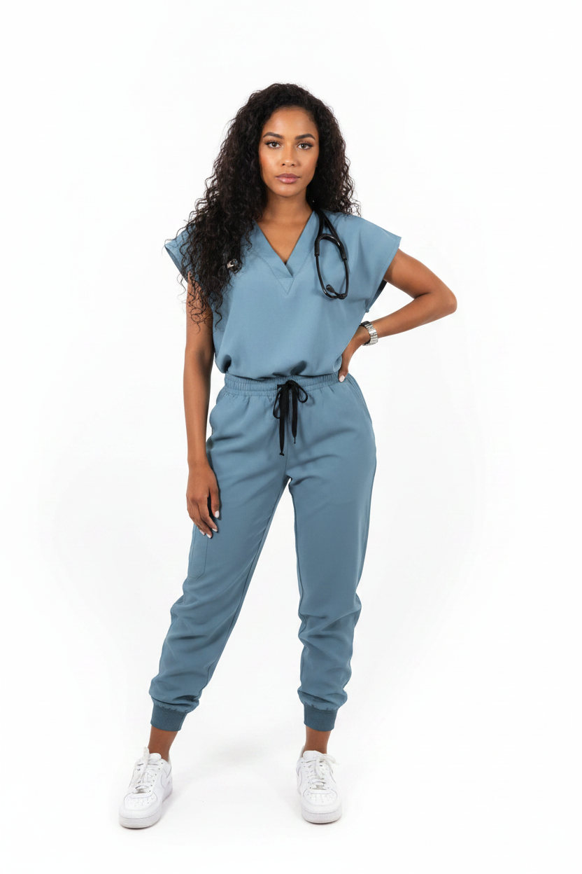 Steel Blue Scrub Set - Full Model